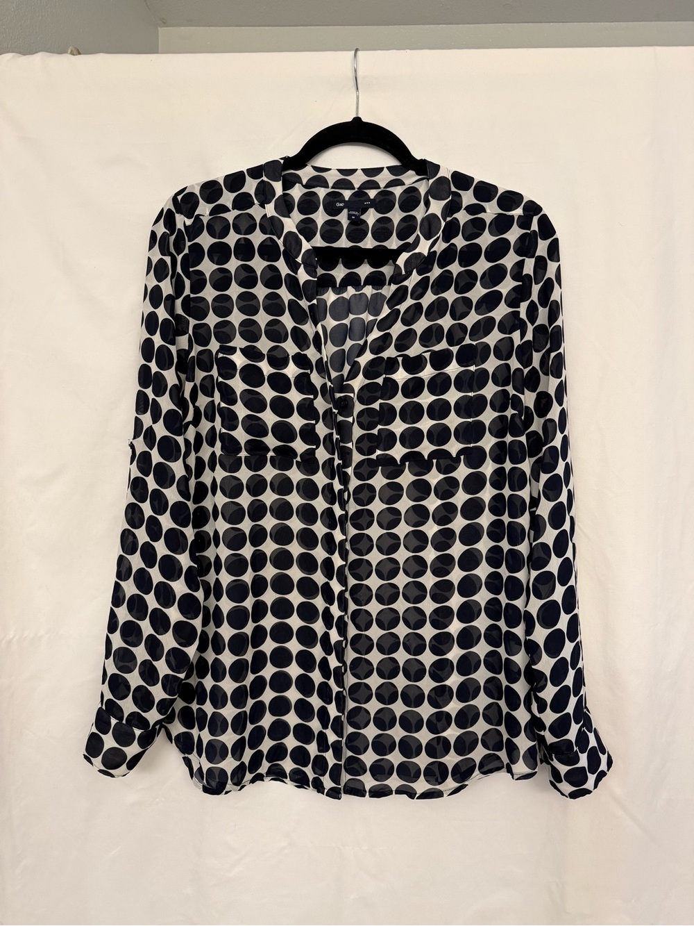 GAP Black and White Polka Dot Button-Down Blouse